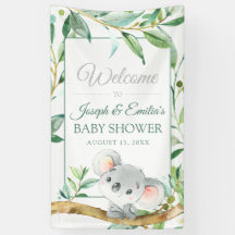 Bannière de Baby shower Koala Bear et Eucalyptus L