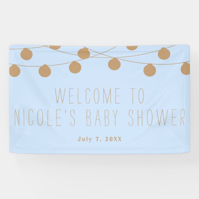 Bannière de Baby shower lumineux Blue & Gold Moder (Horizontal)