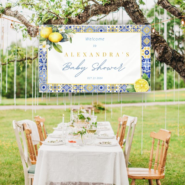 Bannière de Baby Shower Méditerranéen Italien au C (Mediterranean Italian Lemon Baby Shower Banner)