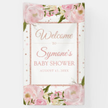 Bannière de Baby shower personnalisé Pony or rose 