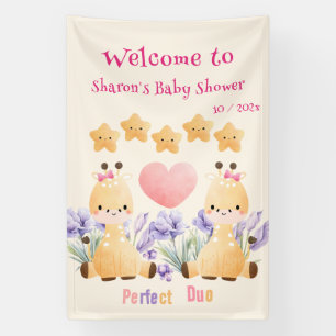 Bannière de Baby Shower pour Bébé Girafe Mignon   