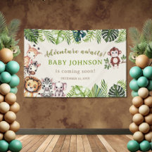 Bannière de Baby Shower Safari dans la Jungle, l'A