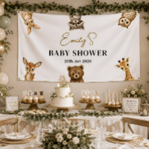 Bannière de baby shower safari neutre en termes de