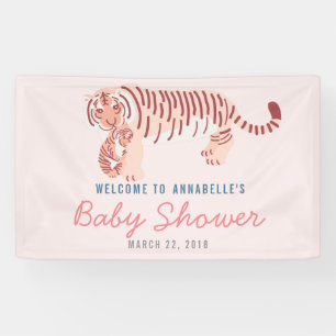 Bannière de Baby shower Tiger & Cub Rose Mom