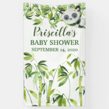 Bannière de Baby shower vert Panda Bamboo
