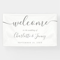Bannière de bienvenue de mariage à l'écriture manu