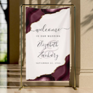 Bannière de bienvenue de mariage Élégante Bourgogn