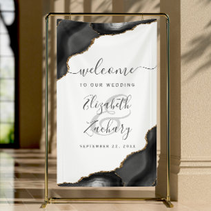Bannière de Bienvenue de Mariage Élégante en Agate