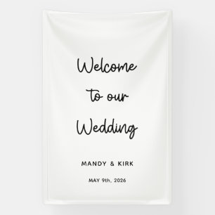Bannière de bienvenue de mariage minimaliste moder