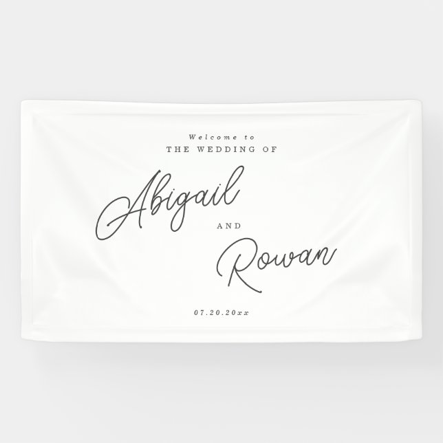 Bannière de bienvenue de mariage minimaliste noir  (Horizontal)