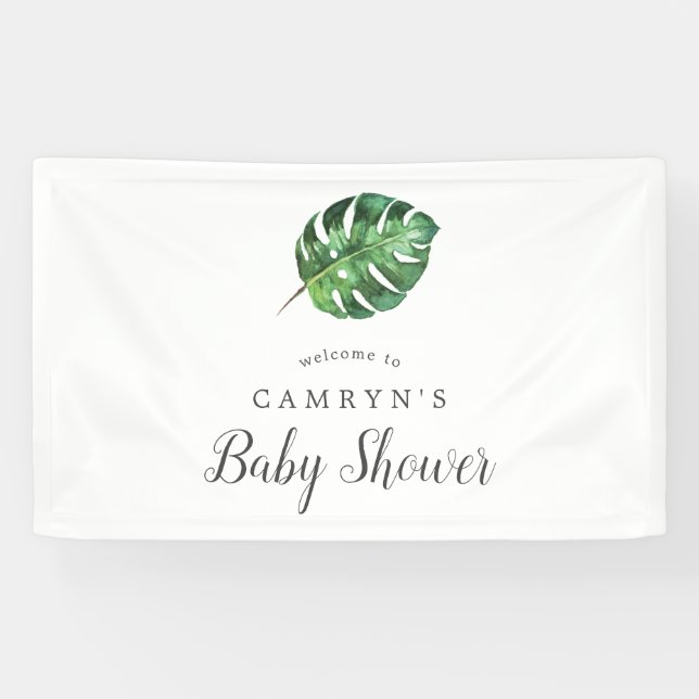 Bannière de bienvenue du Baby shower de palme sauv (Horizontal)