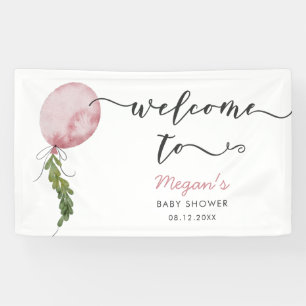 Bannière de bienvenue du Baby shower rose rustique