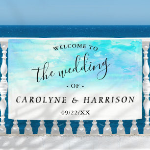 Bannière de bienvenue du Mariage d'aquarelle Ombre