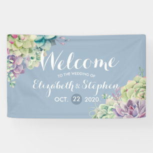 Bannière de bienvenue mariage Aquarelle Plantes su