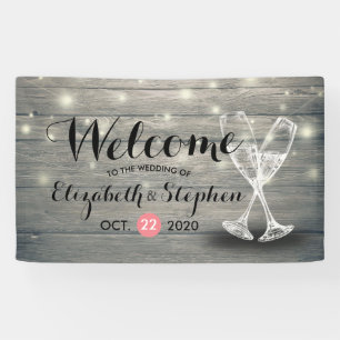 Bannière de bienvenue mariage Verre de Champagne L
