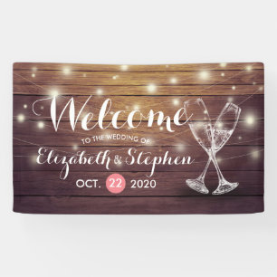 Bannière de bienvenue mariage Verre de Champagne L