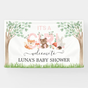 Bannière de bienvenue pour Baby Shower Fille Bois 
