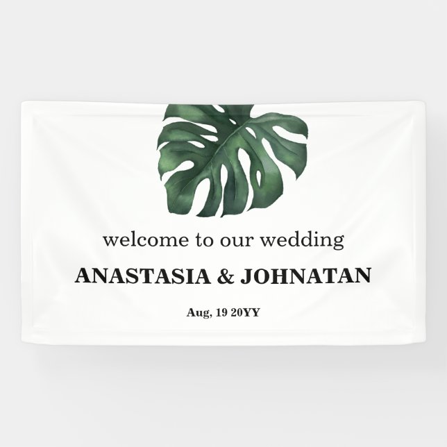 Bannière de bienvenue pour Mariage de feuille Mons (Horizontal)