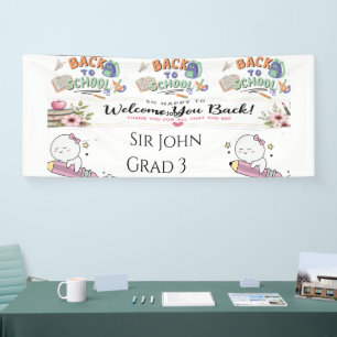 Bannière de bienvenue pour professeur au crayon aq