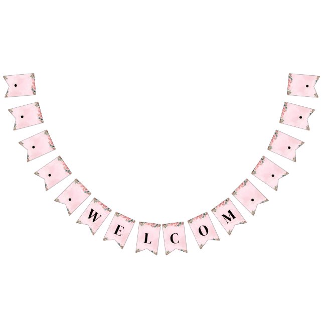 Bannière de Bunting rose personnalisable - Bienven (Tout)