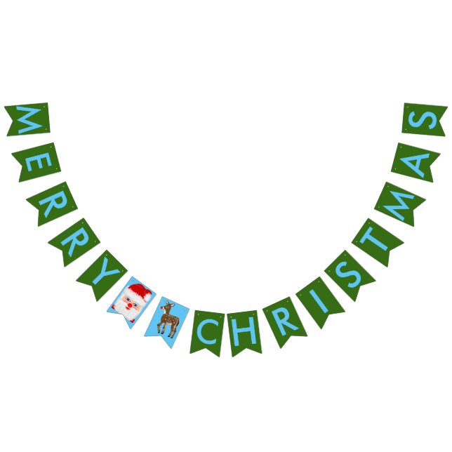 Bannière de Bunting Vert Reindeer Père Noël de Noë (Tout)