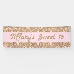 Bannière de célébration Gold et Pink Damask