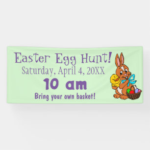 Bannière de chasse aux œufs de Pâques Bunny et Chi