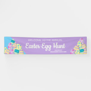 Bannière de chasse aux oeufs de Pâques colorée per