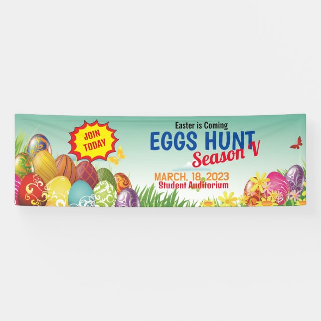 Bannière de chasse aux oeufs pour la fête de Pâque (Horizontal)