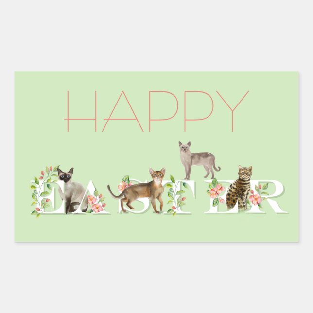 Bannière de chat de Pâques joyeux Sticker de Pâque (Devant)