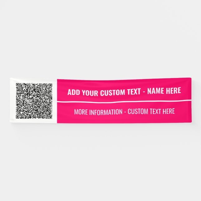 Bannière de code QR avec texte et couleurs personn (Horizontal)