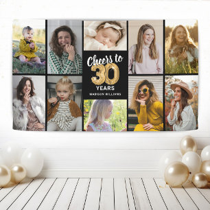 Bannière de collage de photos d'anniversaire 30 an