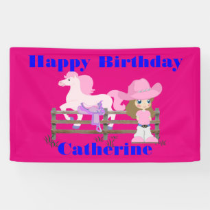 Bannière de cow-girl de joyeux anniversaire