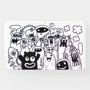 Bannière DE CRITTER DE DOODLE MONSTER HEUREUX