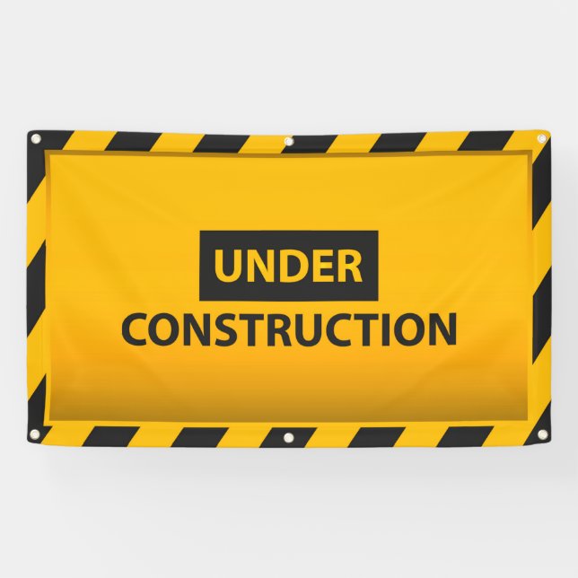 Bannière de danger jaune en construction (Horizontal)