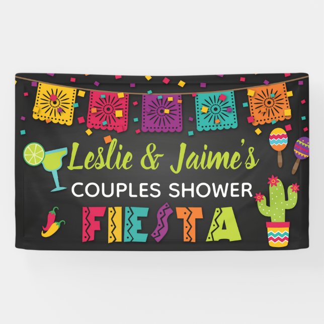 Bannière de douche Fiesta Couples avec Margarita (Horizontal)
