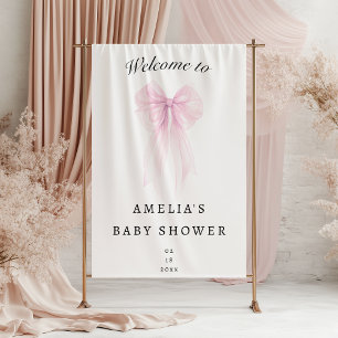 Bannière de douche pour bébé fille à arc rose pâle