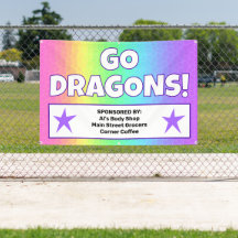 Bannière de dragons arc-en-ciel personnalisée