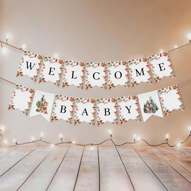 Bannière de fanions pour Baby Shower de Noël hiver (Créateur téléchargé)