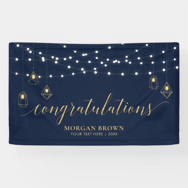 Bannière de félicitations Gold & Navy Blue Modern (Horizontal)
