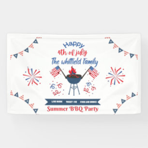 Bannière de fête BBQ d'été 4 juillet famille perso
