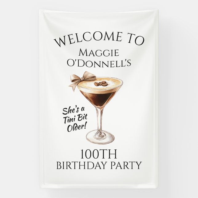 Bannière de fête d'anniversaire 100e Espresso Mart (Verticale)