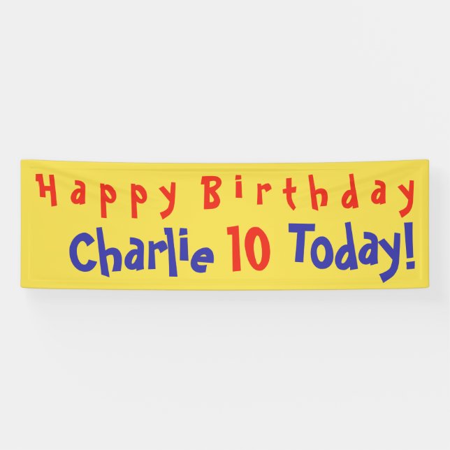 Bannière de fête d'anniversaire avec nom et âge (Horizontal)