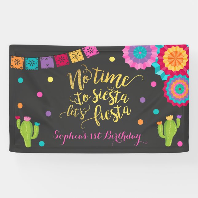 Bannière de fête d'anniversaire de fiesta aucune (Horizontal)