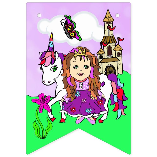 Bannière de fête d'anniversaire de jolies filles d (Premier drapeau)