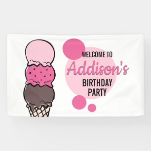 Bannière de fête d'anniversaire de la crème glacée