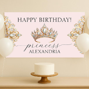 Bannière de fête d'anniversaire de la princesse ro