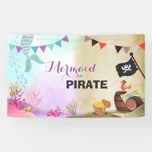 Bannière de fête d'anniversaire de pirates et de (Horizontal)