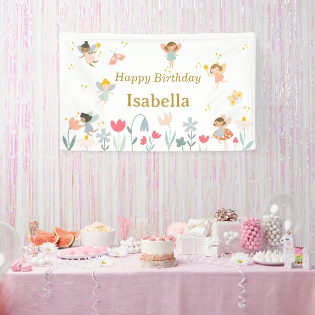 Bannière de fête d'anniversaire des fées magiques (Fête)