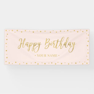 Bannière de fête d'anniversaire Gold & Blush Pink